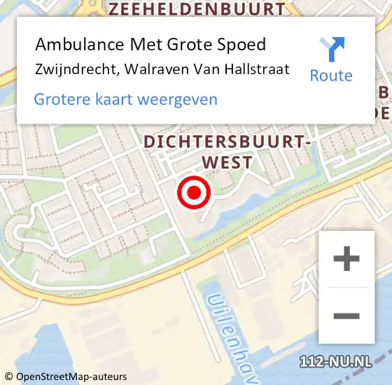 Locatie op kaart van de 112 melding: Ambulance Met Grote Spoed Naar Zwijndrecht, Walraven Van Hallstraat op 21 september 2017 20:21