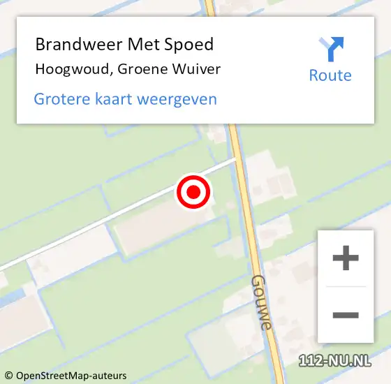 Locatie op kaart van de 112 melding: Brandweer Met Spoed Naar Hoogwoud, Groene Wuiver op 21 september 2017 20:37