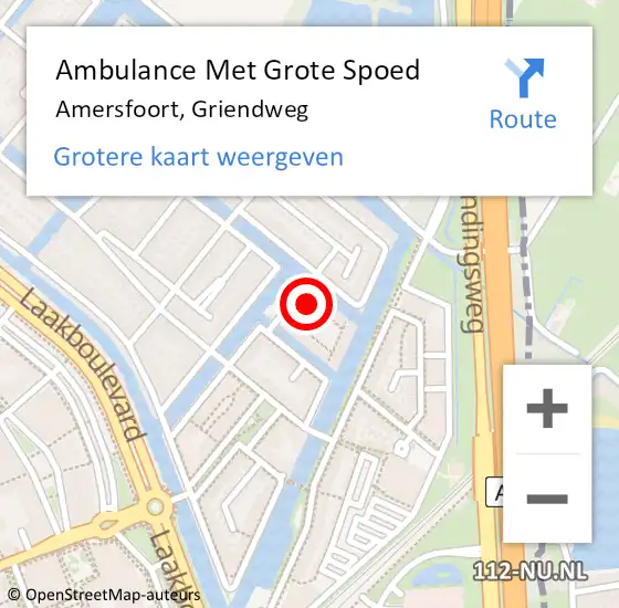 Locatie op kaart van de 112 melding: Ambulance Met Grote Spoed Naar Amersfoort, Griendweg op 21 september 2017 20:45