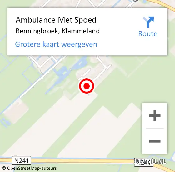 Locatie op kaart van de 112 melding: Ambulance Met Spoed Naar Benningbroek, Klammeland op 21 september 2017 21:04