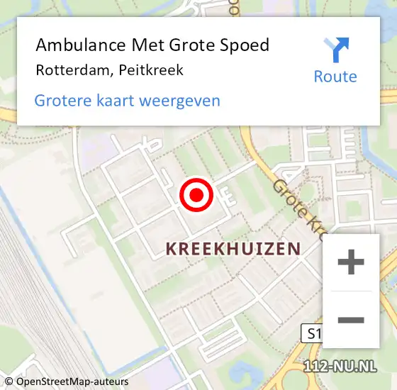 Locatie op kaart van de 112 melding: Ambulance Met Grote Spoed Naar Rotterdam, Peitkreek op 21 september 2017 21:41