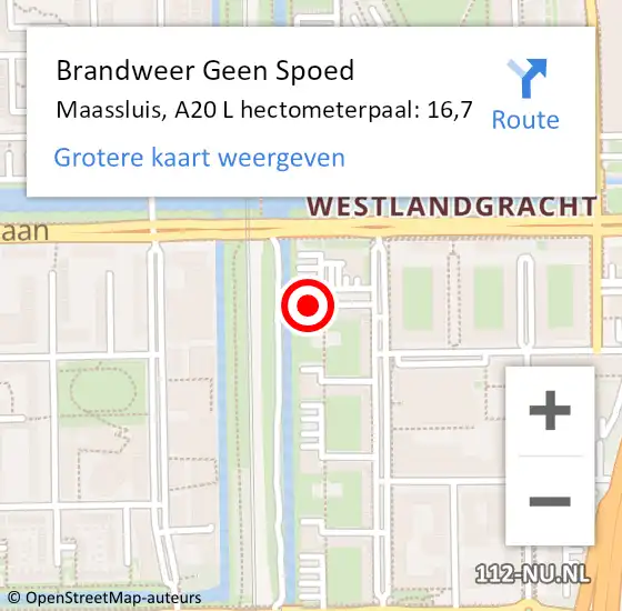 Locatie op kaart van de 112 melding: Brandweer Geen Spoed Naar Maassluis, A20 L hectometerpaal: 16,7 op 21 september 2017 21:53