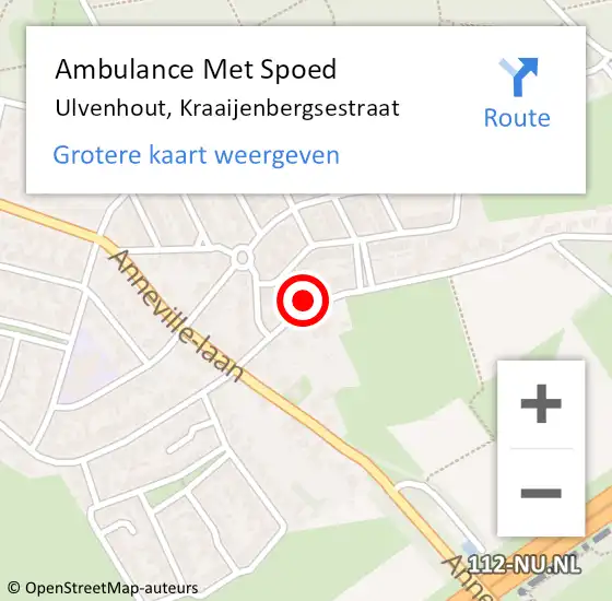 Locatie op kaart van de 112 melding: Ambulance Met Spoed Naar Ulvenhout, Kraaijenbergsestraat op 21 september 2017 22:05