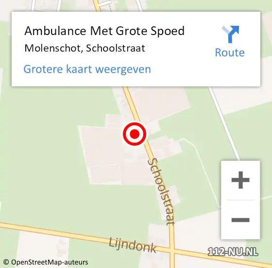 Locatie op kaart van de 112 melding: Ambulance Met Grote Spoed Naar Molenschot, Schoolstraat op 21 september 2017 22:44