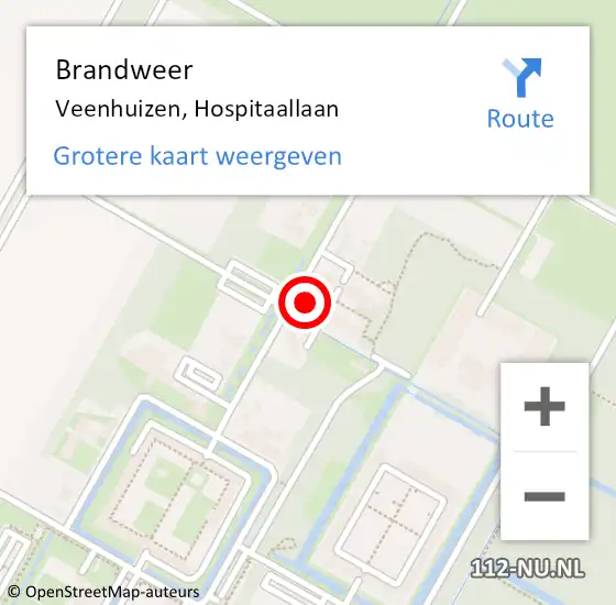 Locatie op kaart van de 112 melding: Brandweer Veenhuizen, Hospitaallaan op 21 september 2017 22:56