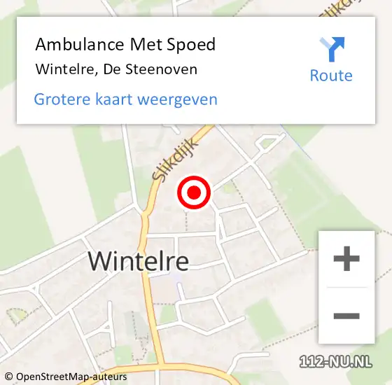 Locatie op kaart van de 112 melding: Ambulance Met Spoed Naar Wintelre, De Steenoven op 21 september 2017 23:23