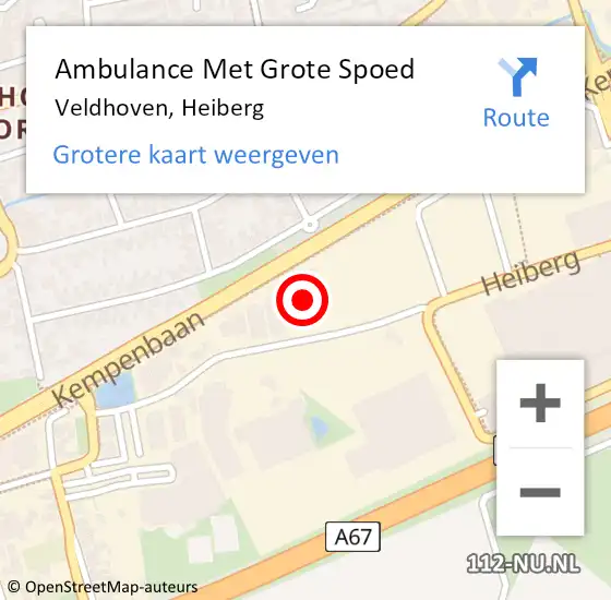 Locatie op kaart van de 112 melding: Ambulance Met Grote Spoed Naar Veldhoven, Heiberg op 21 september 2017 23:28