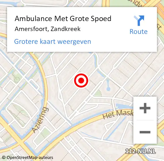 Locatie op kaart van de 112 melding: Ambulance Met Grote Spoed Naar Amersfoort, Zandkreek op 21 september 2017 23:36