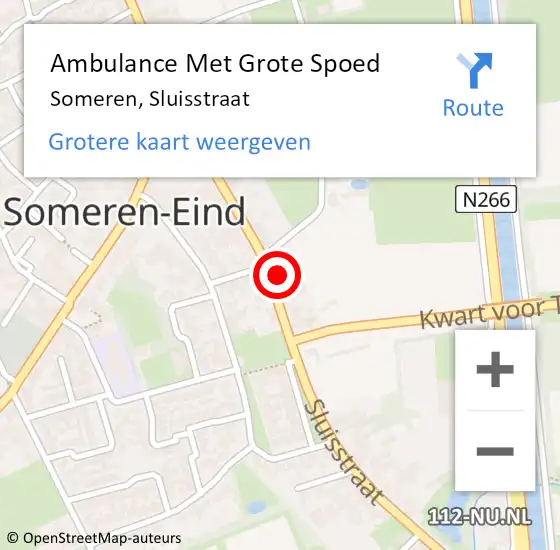 Locatie op kaart van de 112 melding: Ambulance Met Grote Spoed Naar Someren, Sluisstraat op 22 september 2017 00:05