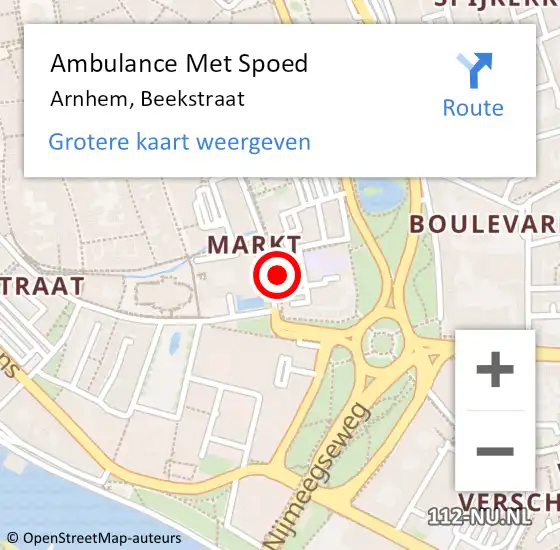 Locatie op kaart van de 112 melding: Ambulance Met Spoed Naar Arnhem, Beekstraat op 22 september 2017 00:16