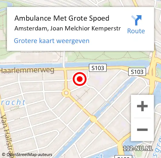 Locatie op kaart van de 112 melding: Ambulance Met Grote Spoed Naar Amsterdam, Joan Melchior Kemperstr op 22 september 2017 00:17