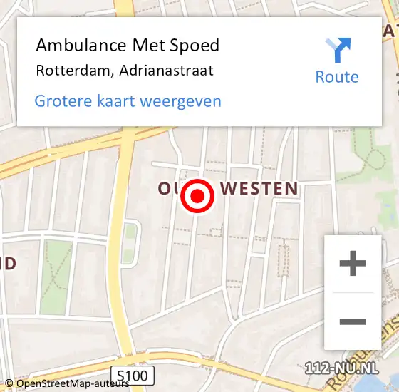 Locatie op kaart van de 112 melding: Ambulance Met Spoed Naar Rotterdam, Adrianastraat op 22 september 2017 00:19