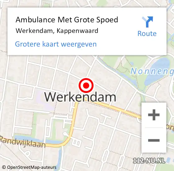 Locatie op kaart van de 112 melding: Ambulance Met Grote Spoed Naar Werkendam, Kappenwaard op 22 september 2017 00:22