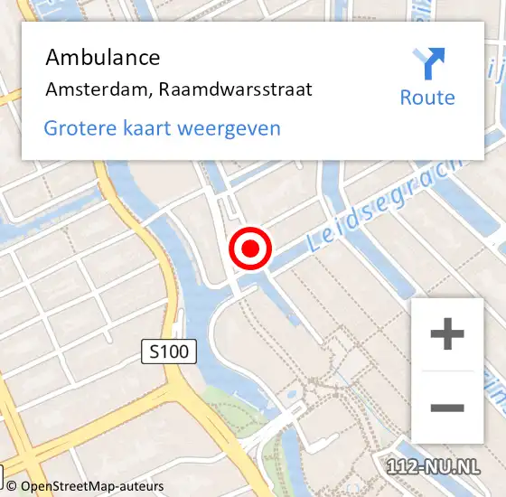 Locatie op kaart van de 112 melding: Ambulance Amsterdam, Raamdwarsstraat op 22 september 2017 00:37