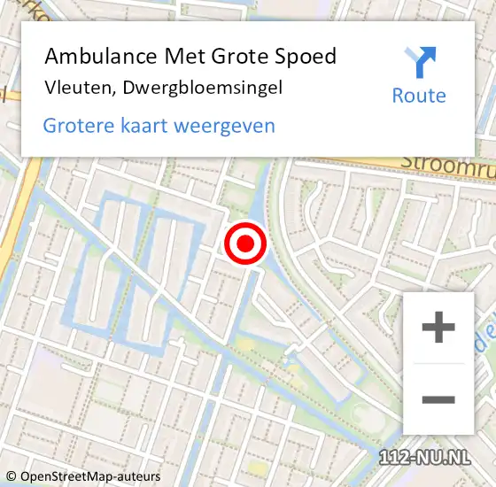 Locatie op kaart van de 112 melding: Ambulance Met Grote Spoed Naar Vleuten, Dwergbloemsingel op 22 september 2017 00:38