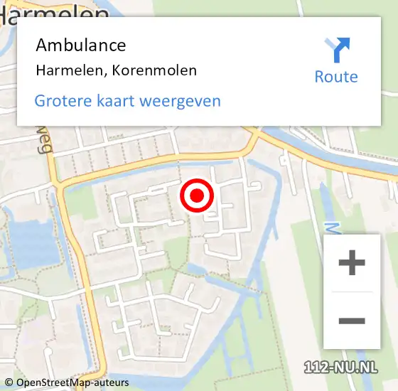 Locatie op kaart van de 112 melding: Ambulance Harmelen, Korenmolen op 22 september 2017 03:02