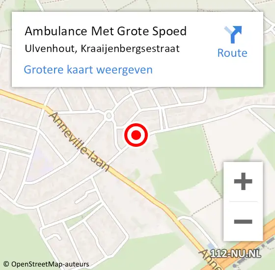 Locatie op kaart van de 112 melding: Ambulance Met Grote Spoed Naar Ulvenhout, Kraaijenbergsestraat op 22 september 2017 04:35