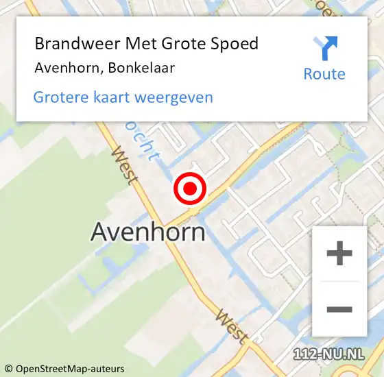 Locatie op kaart van de 112 melding: Brandweer Met Grote Spoed Naar Avenhorn, Bonkelaar op 22 september 2017 05:00