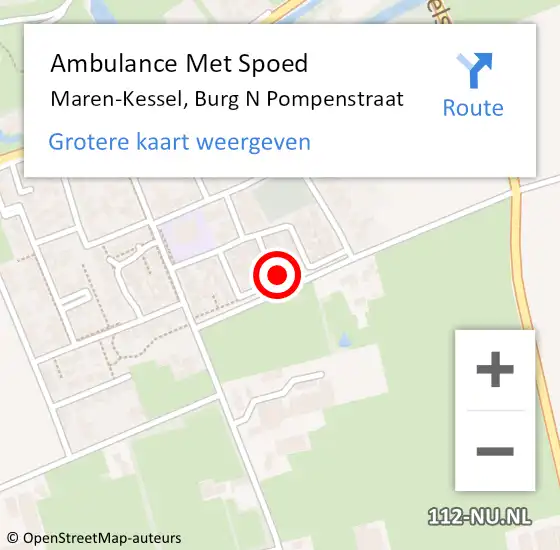 Locatie op kaart van de 112 melding: Ambulance Met Spoed Naar Maren-Kessel, Burg N Pompenstraat op 22 september 2017 05:06