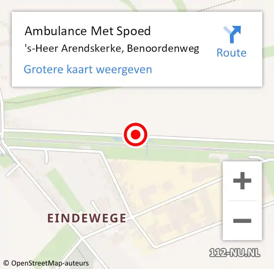 Locatie op kaart van de 112 melding: Ambulance Met Spoed Naar 's-Heer Arendskerke, Benoordenweg op 22 september 2017 05:53