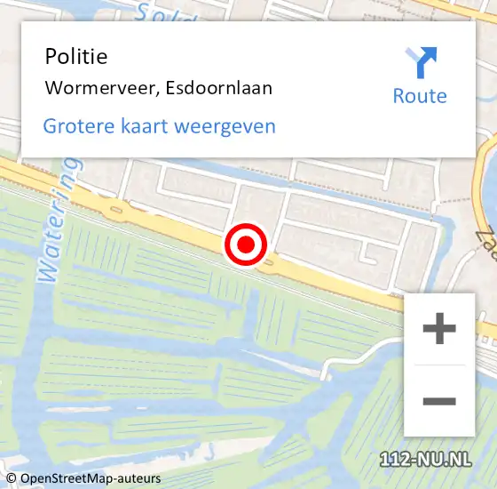 Locatie op kaart van de 112 melding: Politie Wormerveer, Esdoornlaan op 22 september 2017 06:50