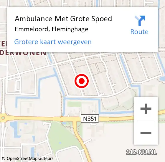 Locatie op kaart van de 112 melding: Ambulance Met Grote Spoed Naar Emmeloord, Fleminghage op 22 september 2017 07:07