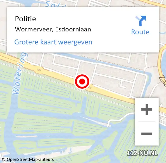 Locatie op kaart van de 112 melding: Politie Wormerveer, Esdoornlaan op 22 september 2017 07:17