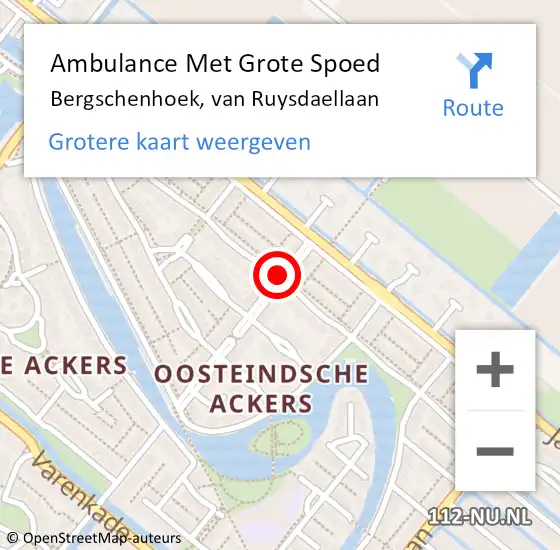 Locatie op kaart van de 112 melding: Ambulance Met Grote Spoed Naar Bergschenhoek, van Ruysdaellaan op 22 september 2017 07:30