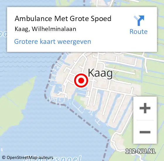 Locatie op kaart van de 112 melding: Ambulance Met Grote Spoed Naar Kaag, Wilhelminalaan op 22 september 2017 07:37