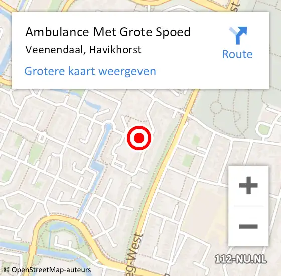 Locatie op kaart van de 112 melding: Ambulance Met Grote Spoed Naar Veenendaal, Havikhorst op 22 september 2017 07:44