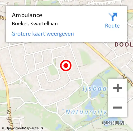 Locatie op kaart van de 112 melding: Ambulance Boekel, Kwartellaan op 22 september 2017 07:59