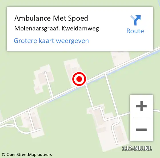 Locatie op kaart van de 112 melding: Ambulance Met Spoed Naar Molenaarsgraaf, Kweldamweg op 22 september 2017 08:13