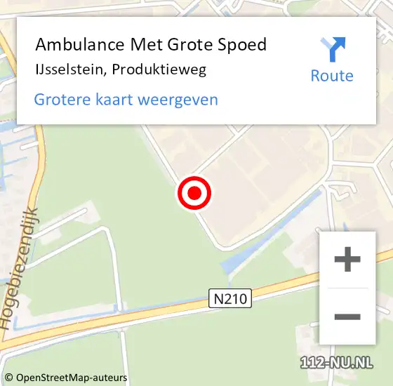 Locatie op kaart van de 112 melding: Ambulance Met Grote Spoed Naar IJsselstein, Produktieweg op 22 september 2017 08:28