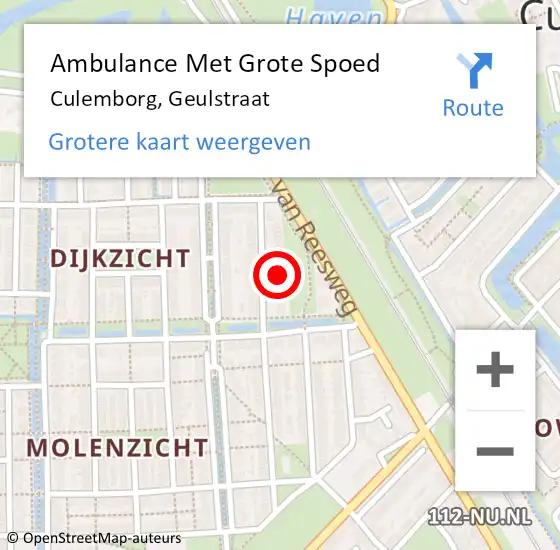 Locatie op kaart van de 112 melding: Ambulance Met Grote Spoed Naar Culemborg, Geulstraat op 22 september 2017 08:35