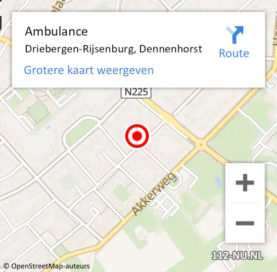 Locatie op kaart van de 112 melding: Ambulance Driebergen-Rijsenburg, Dennenhorst op 22 september 2017 08:35