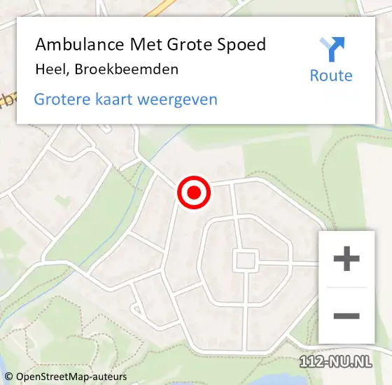 Locatie op kaart van de 112 melding: Ambulance Met Grote Spoed Naar Heel, Broekbeemden op 22 september 2017 08:35