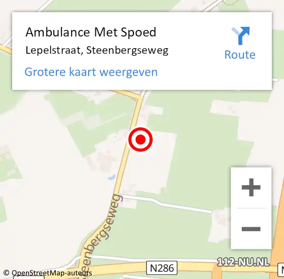 Locatie op kaart van de 112 melding: Ambulance Met Spoed Naar Lepelstraat, Steenbergseweg op 22 september 2017 08:47