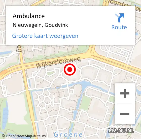 Locatie op kaart van de 112 melding: Ambulance Nieuwegein, Goudvink op 22 september 2017 09:15