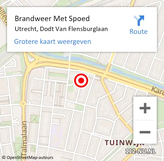 Locatie op kaart van de 112 melding: Brandweer Met Spoed Naar Utrecht, Dodt Van Flensburglaan op 22 september 2017 09:32