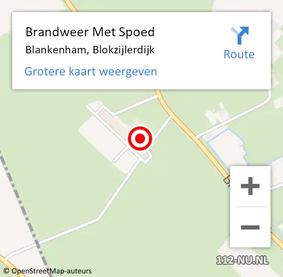 Locatie op kaart van de 112 melding: Brandweer Met Spoed Naar Blankenham, Blokzijlerdijk op 23 september 2017 19:37