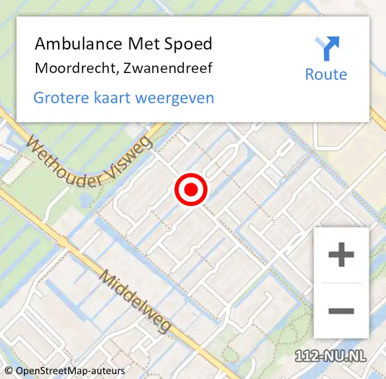 Locatie op kaart van de 112 melding: Ambulance Met Spoed Naar Moordrecht, Zwanendreef op 23 september 2017 19:44