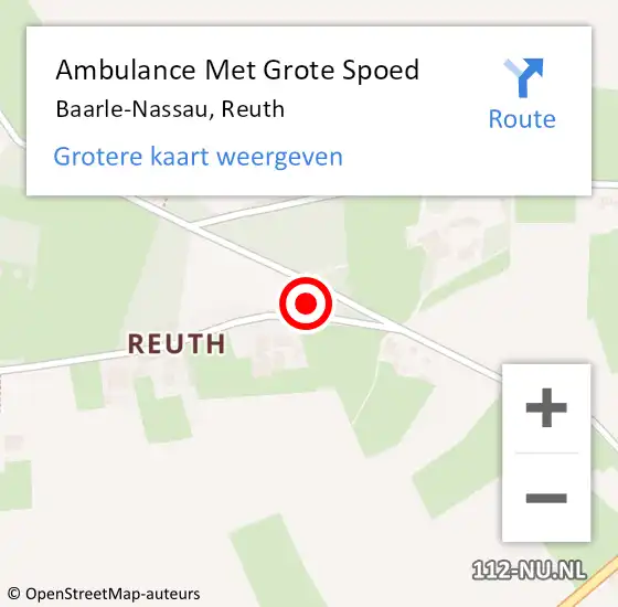 Locatie op kaart van de 112 melding: Ambulance Met Grote Spoed Naar Baarle-Nassau, Reuth op 23 september 2017 19:50