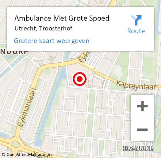 Locatie op kaart van de 112 melding: Ambulance Met Grote Spoed Naar Utrecht, Troosterhof op 23 september 2017 20:11