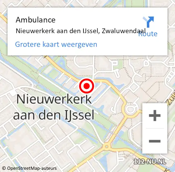 Locatie op kaart van de 112 melding: Ambulance Nieuwerkerk aan den IJssel, Zwaluwendaal op 23 september 2017 20:19