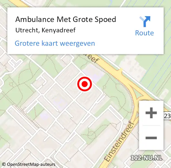 Locatie op kaart van de 112 melding: Ambulance Met Grote Spoed Naar Utrecht, Kenyadreef op 23 september 2017 21:30