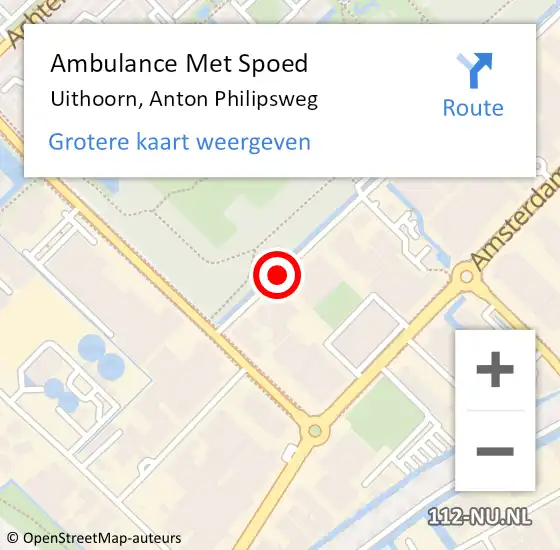 Locatie op kaart van de 112 melding: Ambulance Met Spoed Naar Uithoorn, Anton Philipsweg op 23 september 2017 21:38