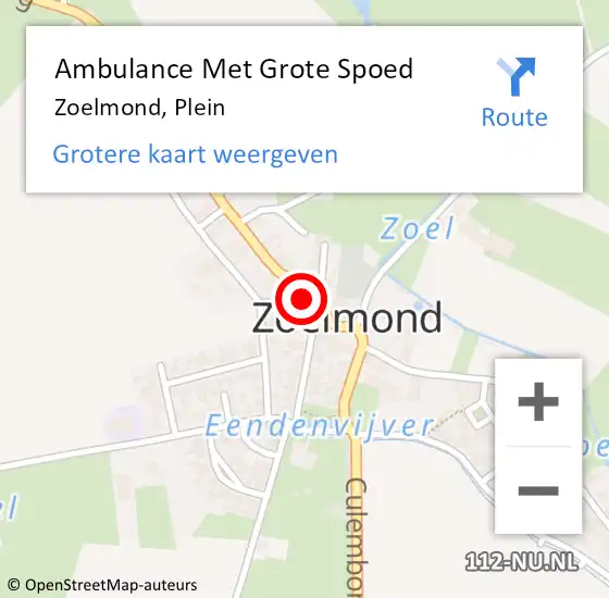 Locatie op kaart van de 112 melding: Ambulance Met Grote Spoed Naar Zoelmond, Plein op 23 september 2017 21:46