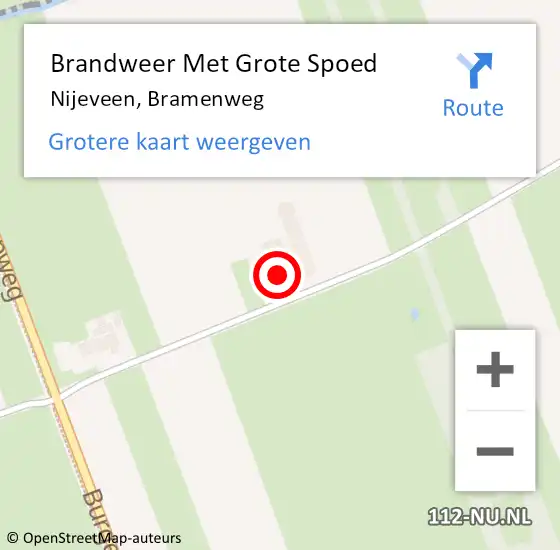Locatie op kaart van de 112 melding: Brandweer Met Grote Spoed Naar Nijeveen, Bramenweg op 23 september 2017 22:08