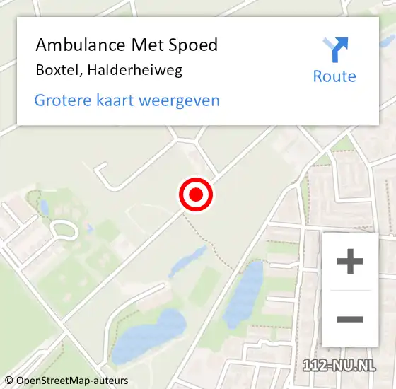 Locatie op kaart van de 112 melding: Ambulance Met Spoed Naar Boxtel, Halderheiweg op 23 september 2017 22:20