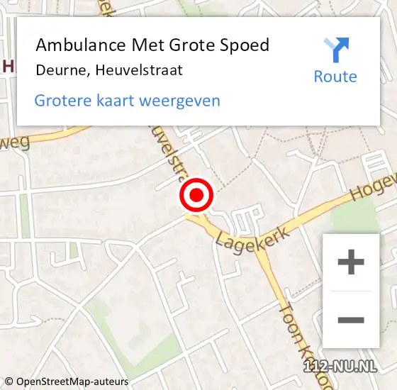 Locatie op kaart van de 112 melding: Ambulance Met Grote Spoed Naar Deurne, Heuvelstraat op 23 september 2017 22:20